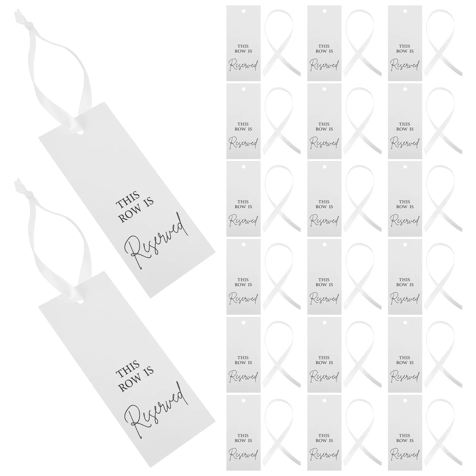 

24 set Reserved Hanging Signs Textured Paper For Wedding Reception Church Pew Party Event Decorations