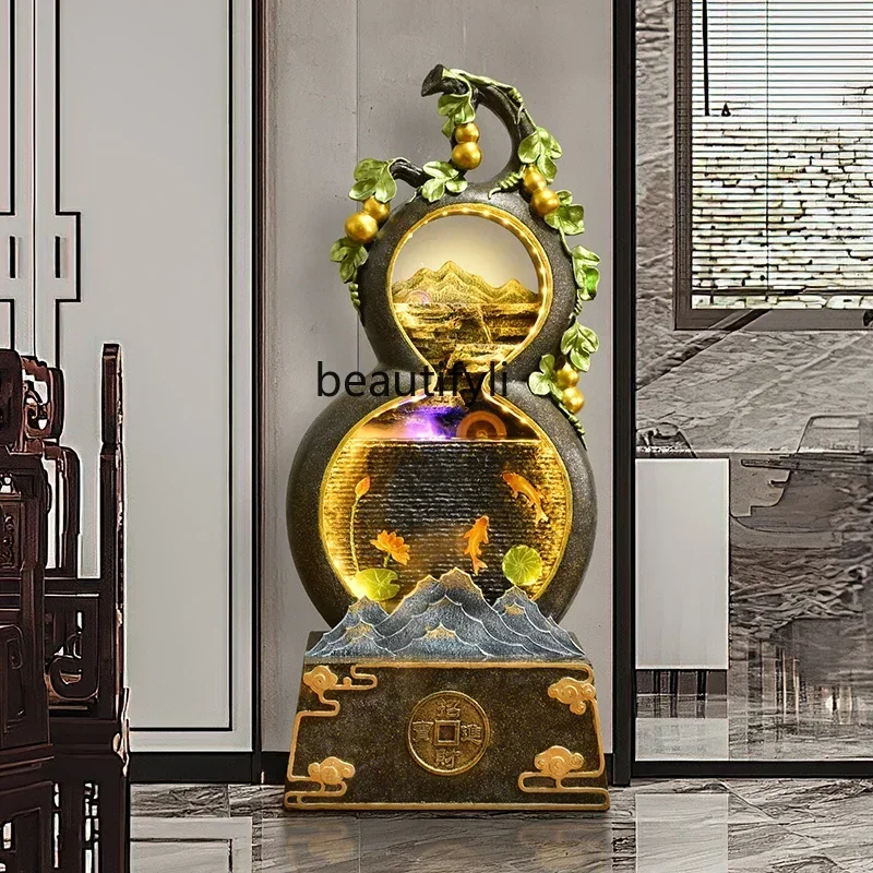

l5Flowing water brings wealth, feng shui wheel gourd, floor-standing large ornament, water feature, shop opening, attracts wealt