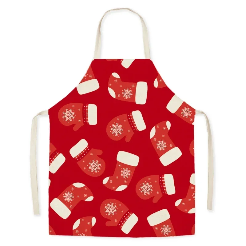 Christmas Apron Santa Linen Stain Resistant Sleeveless Apron Housekeeping Cleaning Tools Kitchen Baking Overalls Apron for Kids