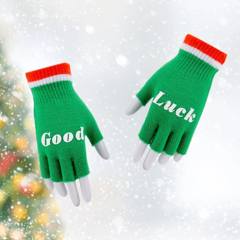 Kerst dikkere thermische handschoenen halfvingerhandschoenen Winterwarme handkleding