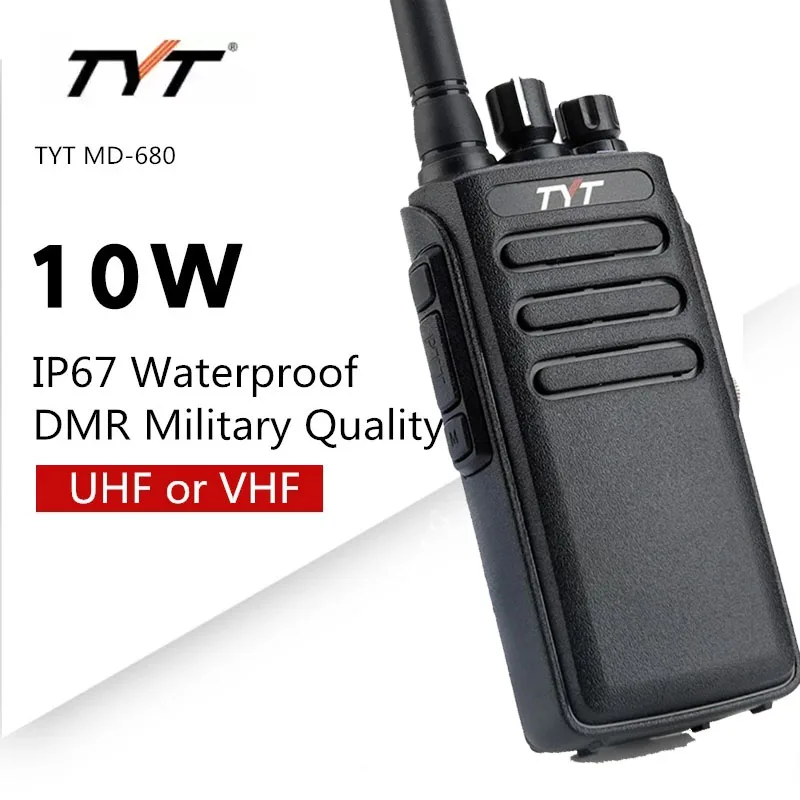 

TYT MD680 Digital Radio DMR 16 CANALI 10W Two Way Radio Programming side-key Digital analog Waterproof walkie talkie