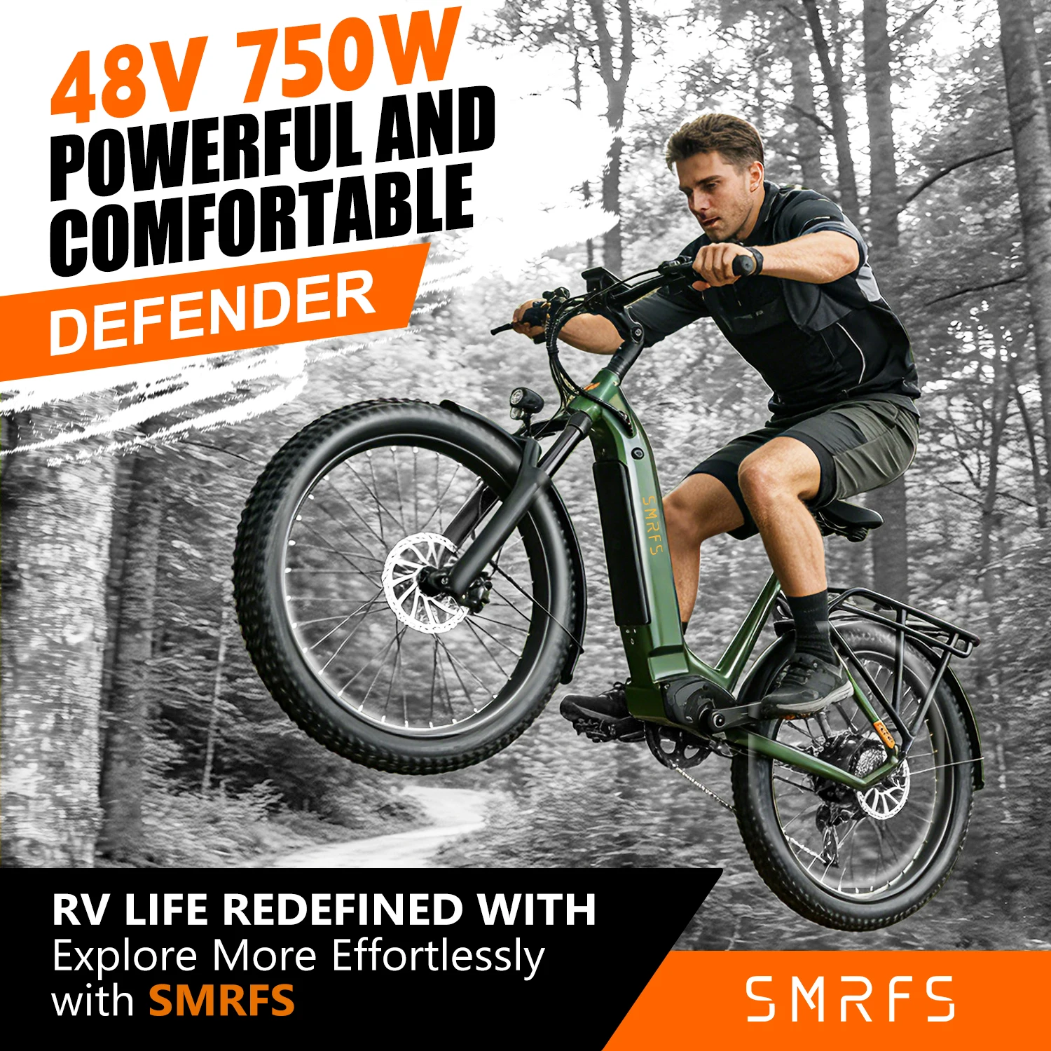 

Электровелосипед All-Terrain eBike 750W 48V с задним мотор-колесом, 26"x 3.0" колеса с широкими шинами, аккумулятор 48V 14Ah, передняя амортизационная вилка для RV.