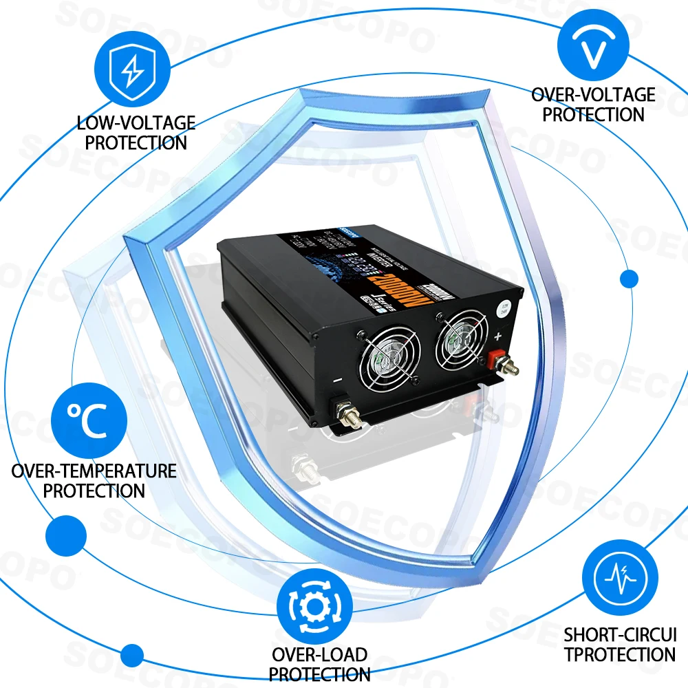 20000W Peak Solar System Kit Panel 12V/24V To 110V 220V Inverter 1600W Rated Power 100A Controller Complete for Home Portable