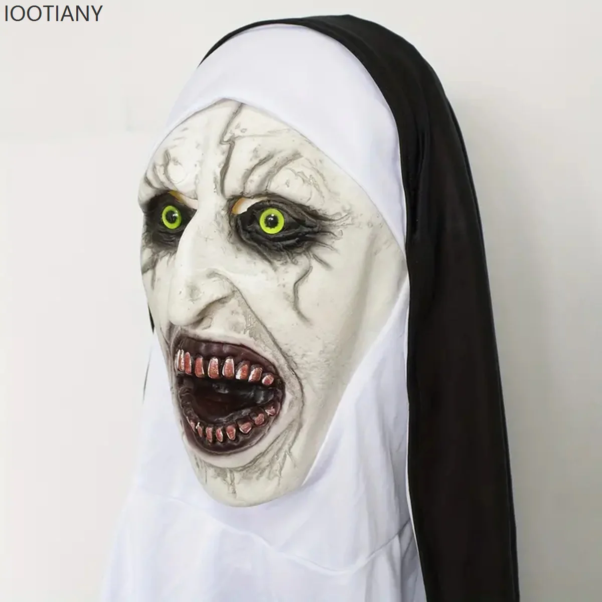 IOOTIANY هالوين الرعب نون قناع اللاتكس تأثيري عقال فاخر الكبار النساء الرعب حفلة شبح الوجه الدعائم زي الملحقات