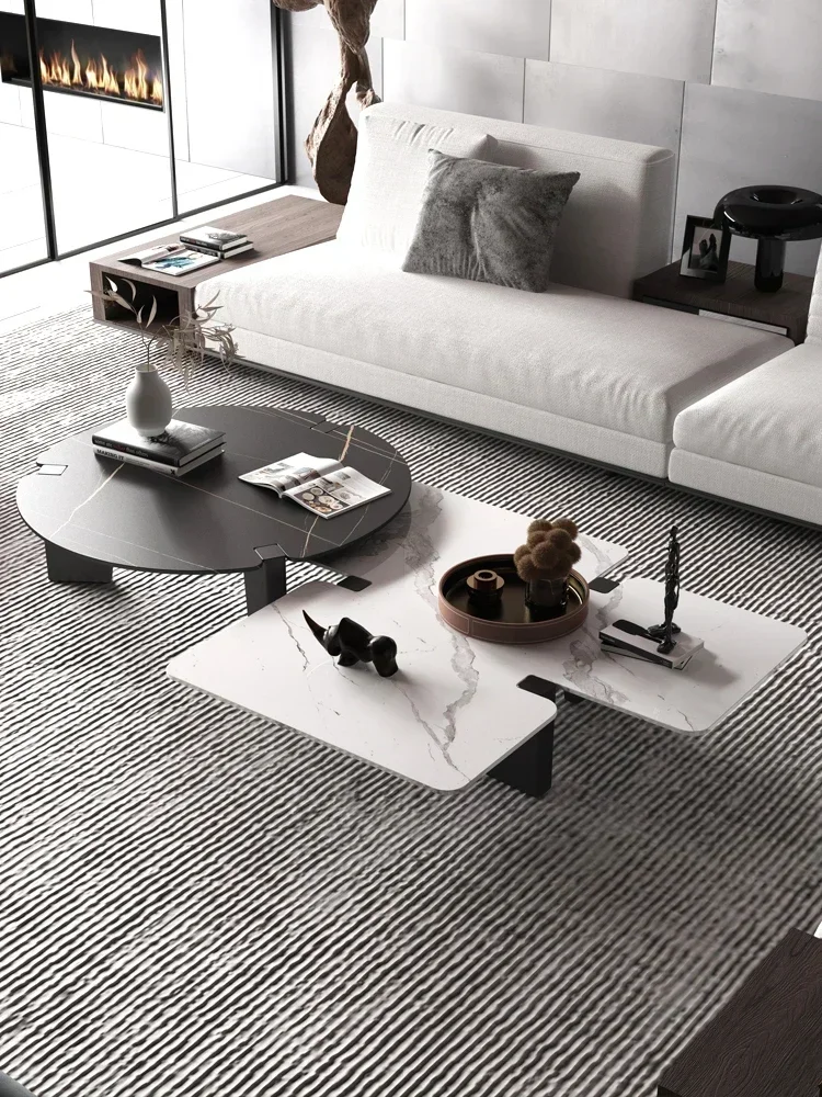 

Living Room Modern Large and Small Apartment Type Minimalist Italian Marble Tea Table