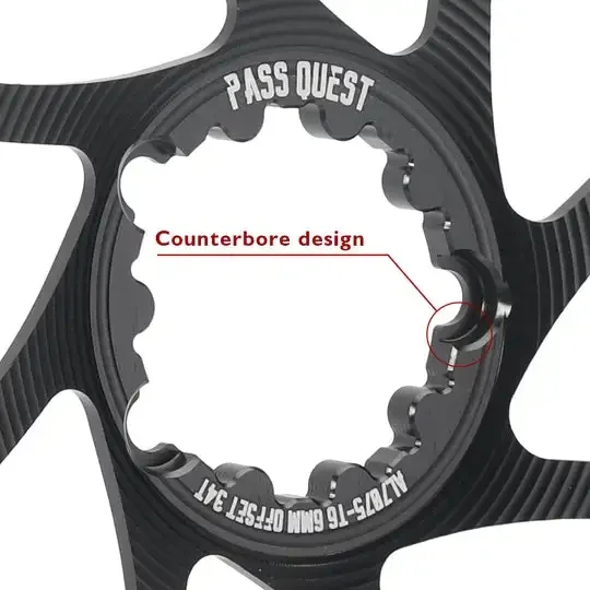 PASS QUEST 6mm Offset 3 Bolt Chainring Direct Mount Chainwheel  for 9/10/11/12 Speed