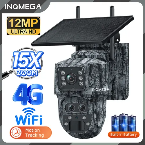 Cámara Solar exterior 12MP 6K pantalla Dual WIFI/4G SIM Monitor IP66 PIR detección humana cámara de seguridad camuflaje bosque Ubox