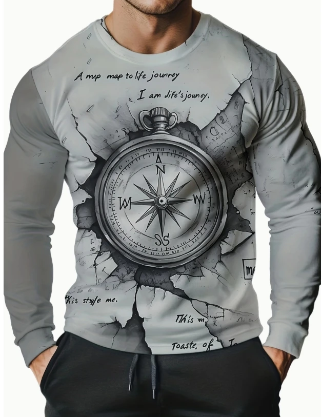 

New Spring And Summer Men'S Long Sleeve T-Shirt -- Classic Fashionable Color Scheme, Front And Back Bear Prints,