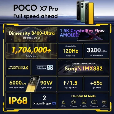 Смартфон Poco X7 Pro 8/256ГБ, 12/512ГБ - глобальная версия — фото устройства