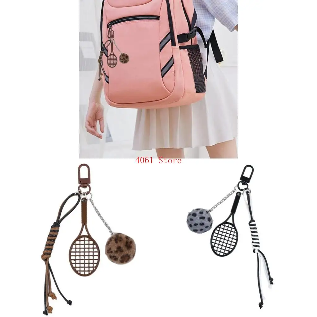 

Trendy Racket And Plush Ball Charm Bags Pendant Holder For Bags Or Keys