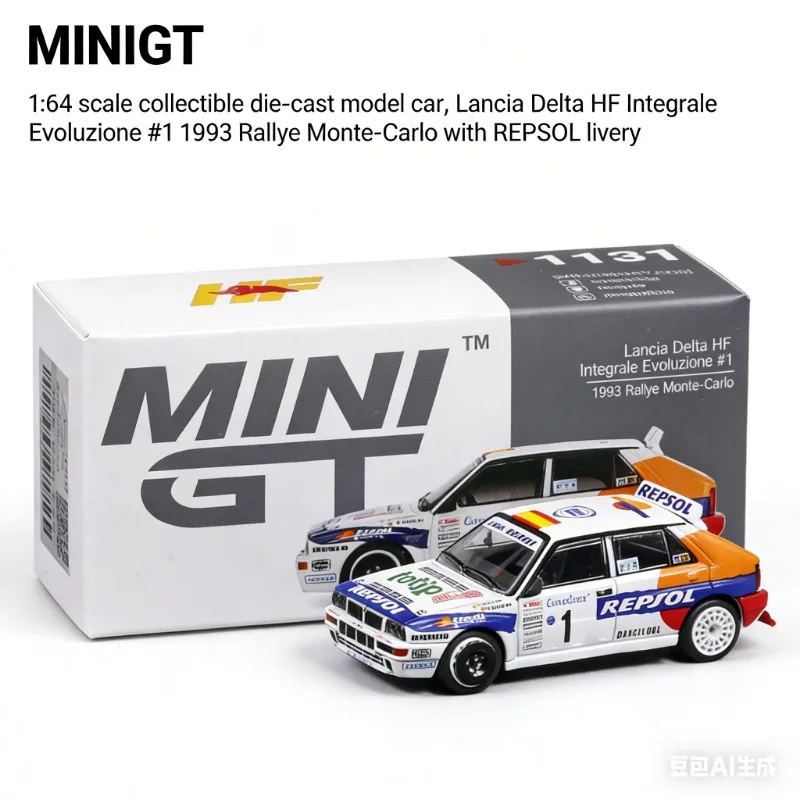 

MINI GT 1:64 Lancia Delta HF #1 1993 Monte-Carlo Rally Model - Alloy Scale，Static - Boys' Toy - Adult Collection