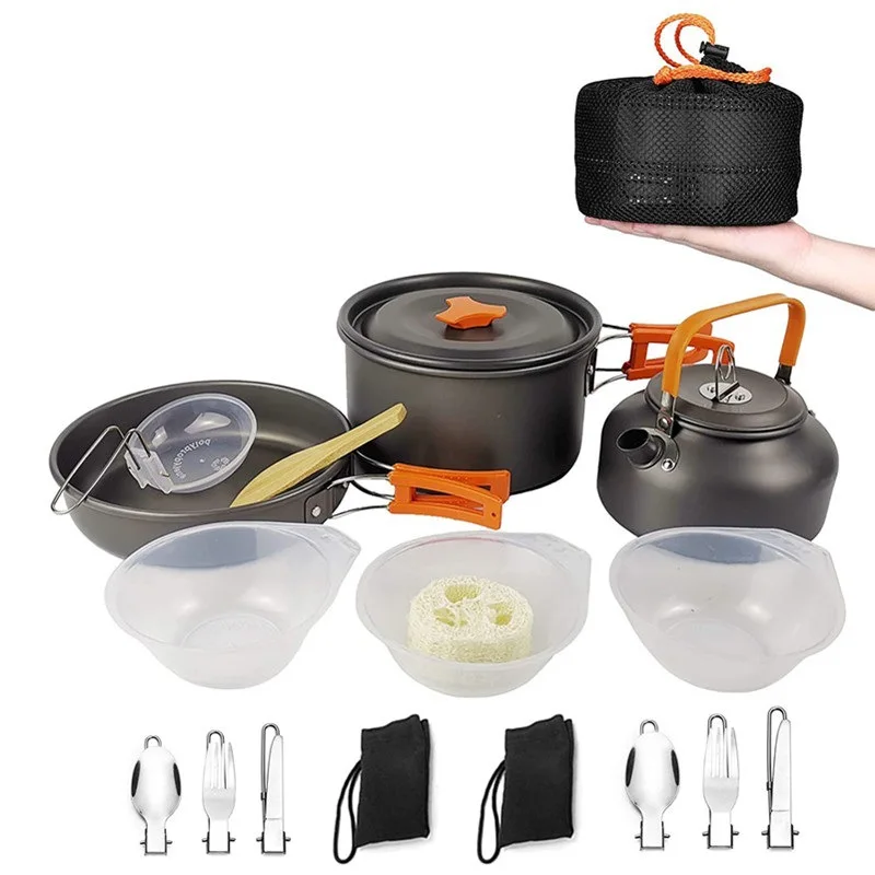 

Outdoor Camping Pot with Cutlery Set, Portable Outdoor Mobile Kitchen