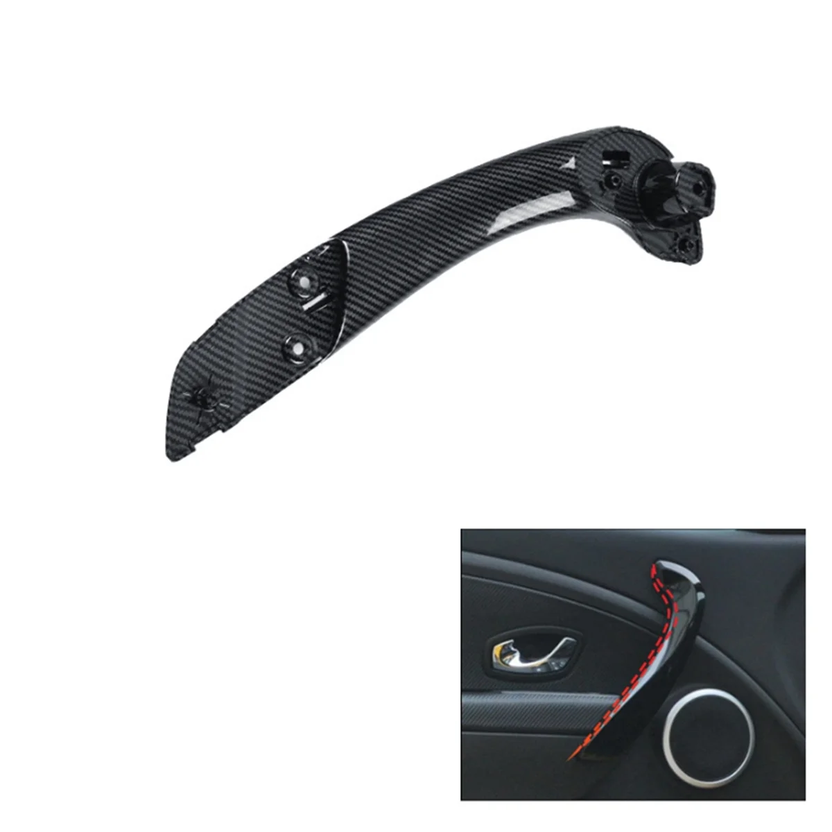 Car Front Left Inner Door Handle for 3 2008-2016 Door Armrest Inner Side Bracket Carbon Fiber Pattern