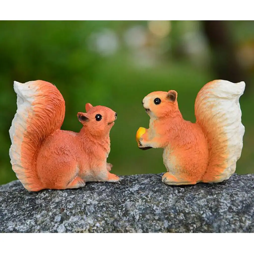 Squirrel Garden Figurine Resin Micro Landscape Mini Statue Fairy Yard Decoration for Outdoor Indoor