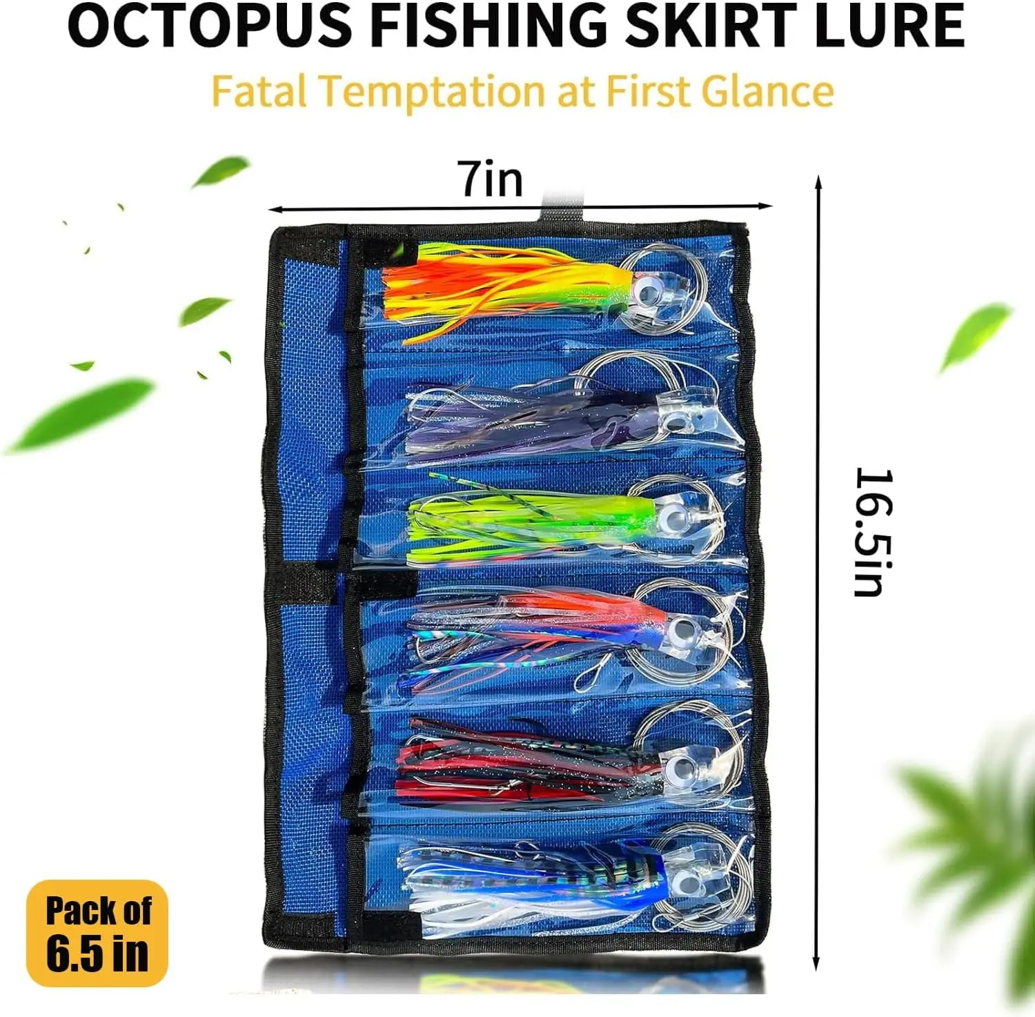 YOTO Trolling Lure, 6,5 inch 6-delig Inktvis Begrenste Diepzeevissen Lokken kit