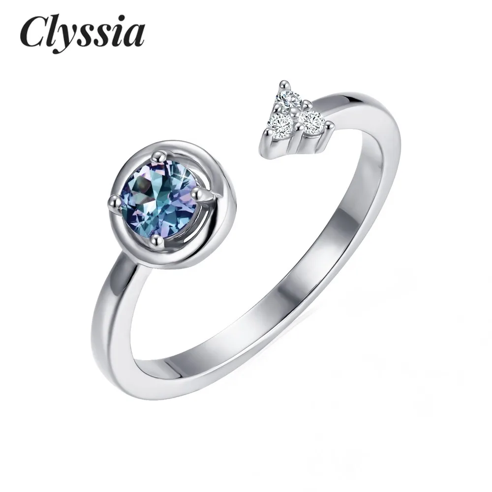 

Daisini 925 Sterling Silver Alexandrite Round Arrow Open Ring New Fashion Color Change Jewelry for Women Fine Jewelry Gifts