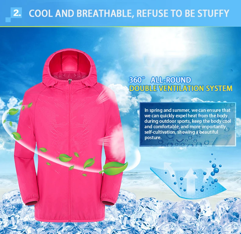 LNGXO Herren Damen Wanderjacke Unisex Wasserdicht Schnell trocknend Camping Windjacke Outdoor Trekking Klettern Regenmantel Anti-UV-Kleidung – Detail 7
