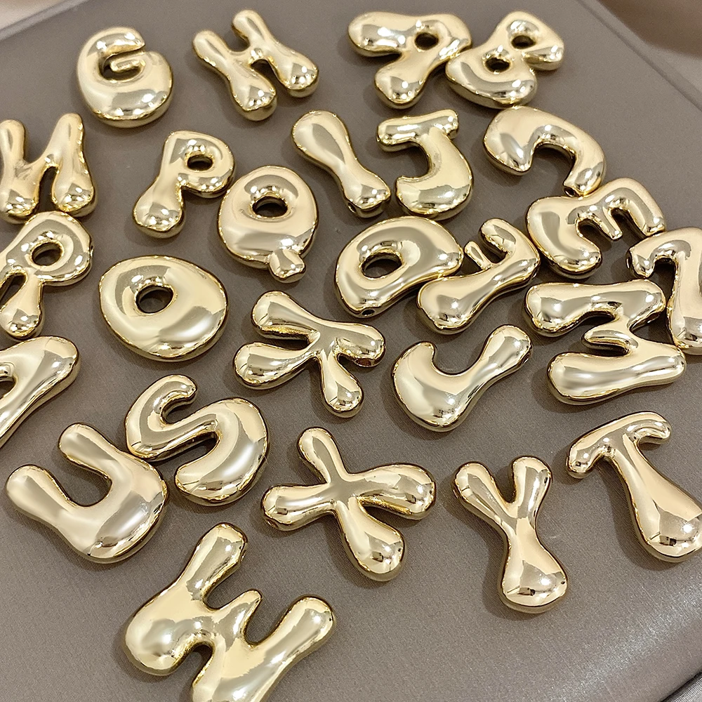 AENSOA Gold Plated Chunky Balloon Bubble Alphabet Initial Letter Pendant Choker Necklaces for Women Custom Personalized Jewelry