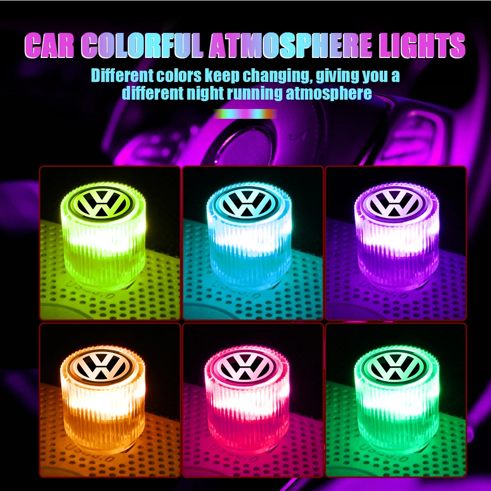 1pc Portable Light Plug Play Decorative Atmosphere Lamps Car Small USB LED Ambient Light For Volkswagen VW POLO Tiguan Passat