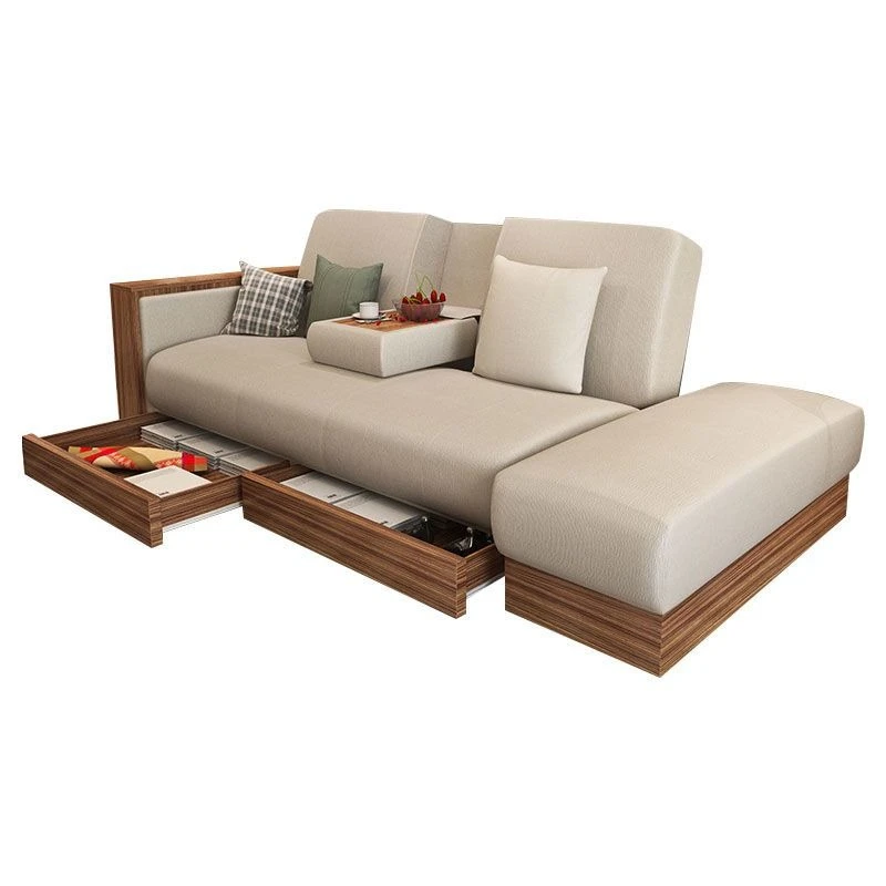 Sofa bed foldable living room small apartment multi-functional single simple fabric sofa storage double sitting and sleeping