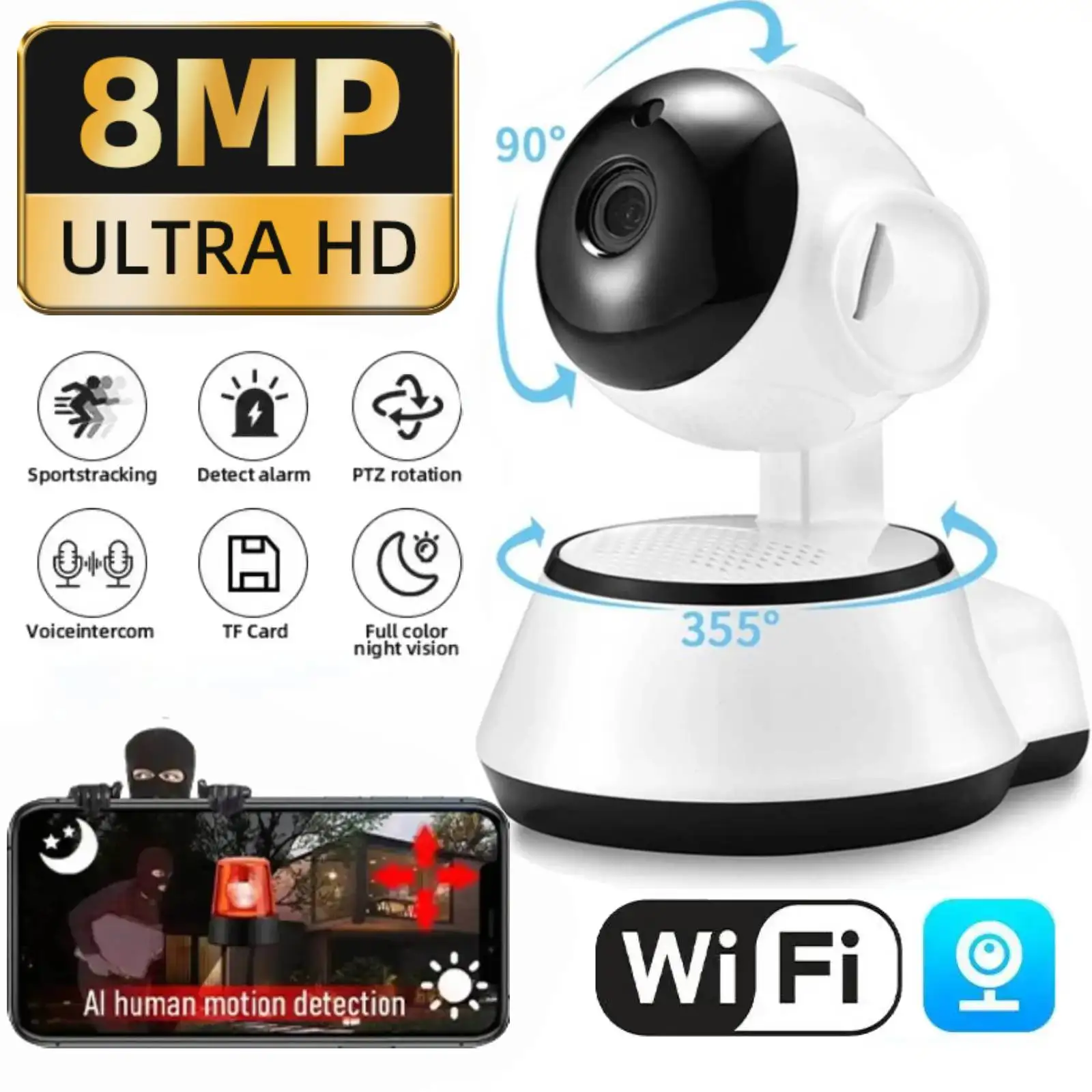 rastreamento automatico inteligente sem fio da camera de vigilancia humana camera do monitor do bebe nuvem ptz casa inteligente cctv ip hd 8mp 4k 01