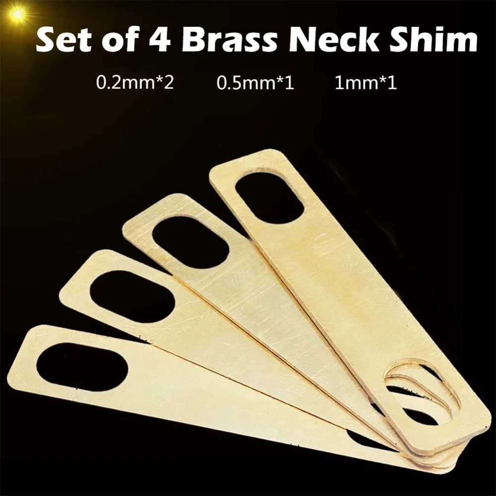 4PCS Guitar Neck Shims Electric Guitar Brass Neck Adjusting Gasket Reinforcing Plate Connection Neck Heightening Guitar Gasket
