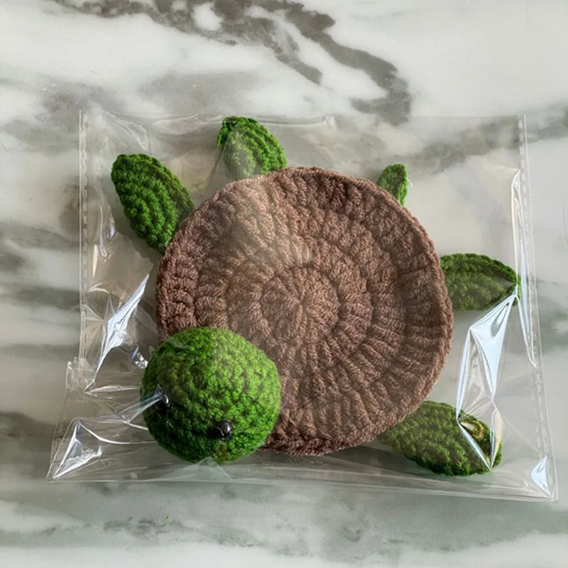 4 Pcs Crochet Turtle Coasters SetFunny Handmade Woven Drink MatsCute Shell Shaped Mug Cup MatTable Desk Decor