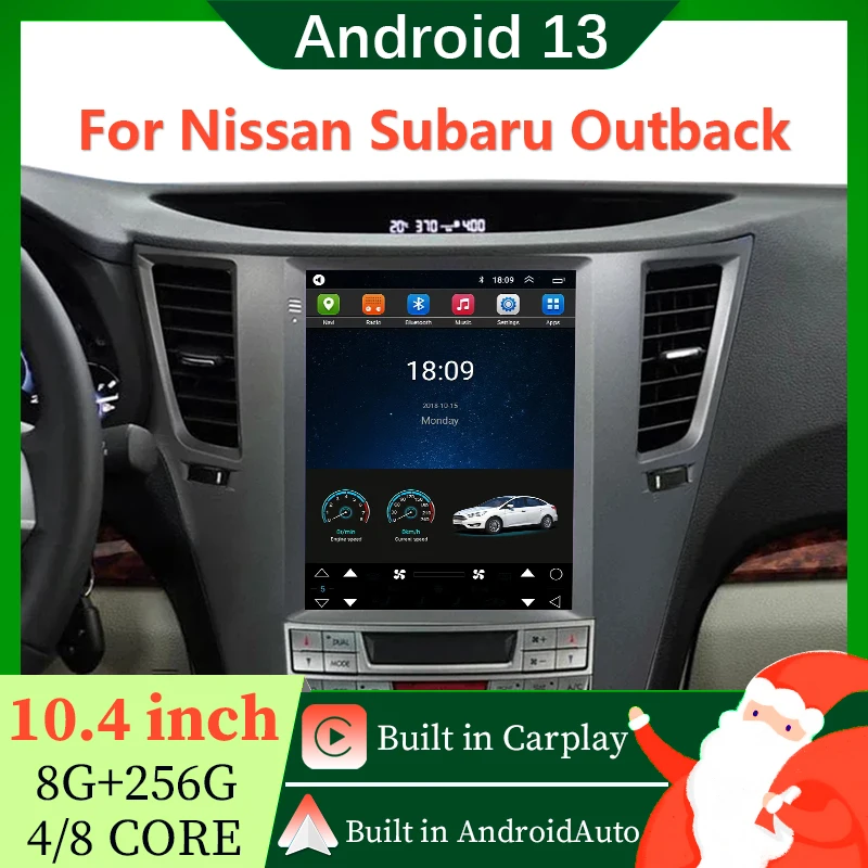 10.4-inch Android 13 Snapdragon car multimedia for Nissan Subaru Outback Tesla style GPS navigation Bluetooth DSP carplay