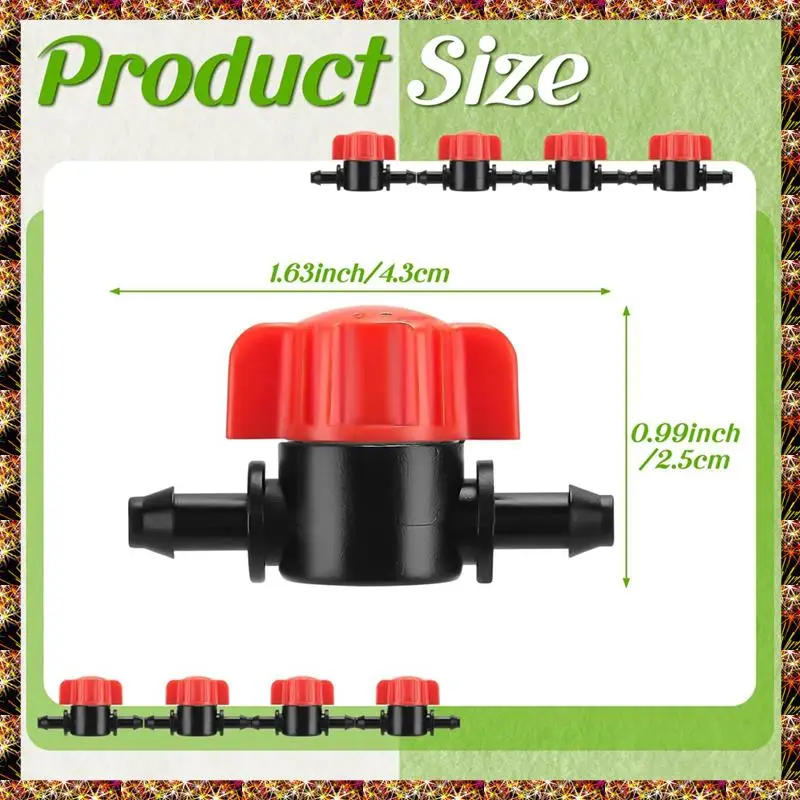 BTCL 50 pièces 1/4 pouces barbelé vanne d'arrêt tube d'irrigation goutte à goutte vanne d'accouplement vanne d'irrigation goutte à goutte pour 1/4 pouces tube