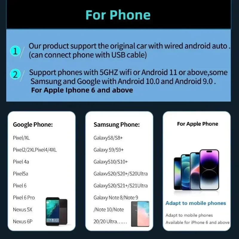 For Apple CarPlay Wireless Adapter 2in1 Android Auto Dongle USB and Type C, for Car Radio OEM CarPlay Wired To Wireless Connect