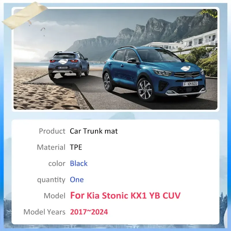 For Kia Stonic KX1 YB CUV 2017 2018 2019 2020 2021 2022 2023 2024 TPE Rear Trunk Mat Rubber Waterproof Boot Tray Trunk Carpet