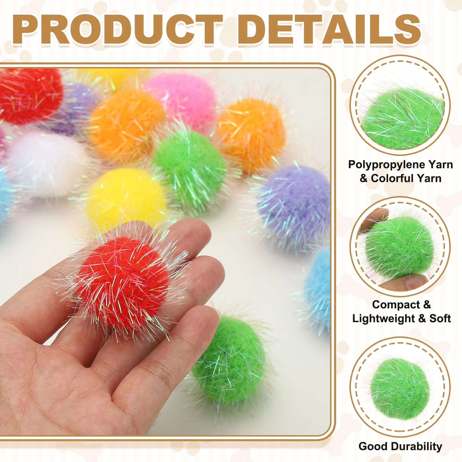 12/16pcs Sparkle Flash Balls Cat's Favorite Glitter Pom Poms Tinsel Fuzzy Balls Pet DIY Craft Clothing Hats House Festival