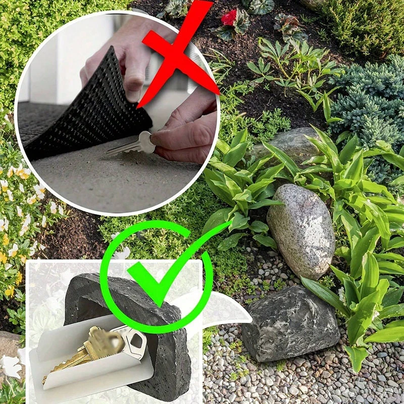 [k]Stone Key Box Simulation Stone Outdoor Courtyard Hidden Door Key Box Small Stone Resin Stone Shape Hidden Home Accessories