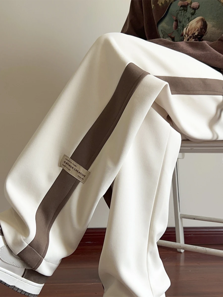 

Модные повседневные свободные мужские брюки, прямые спортивные штаны с высокой талией, широкие спортивные длинные брюки для мальчиков-подростков, бренд LPZ