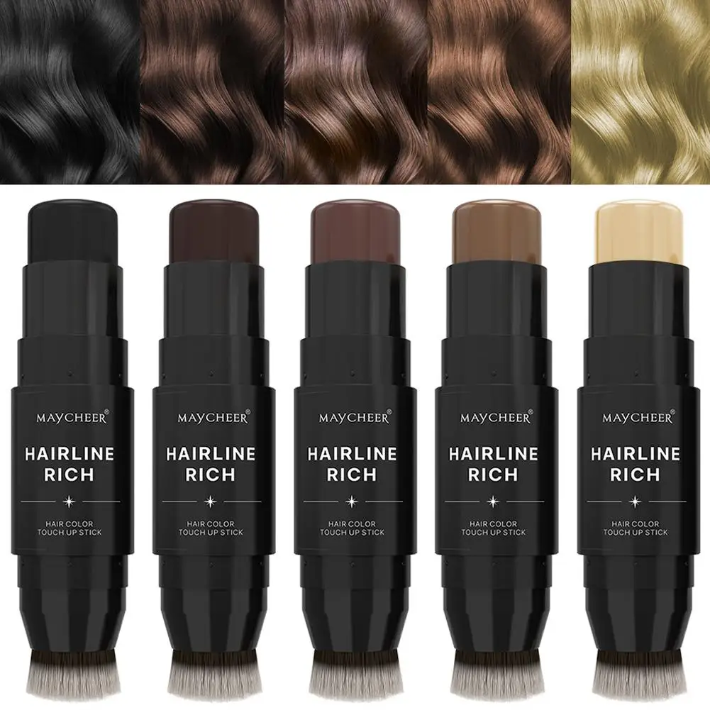 Dual-End Root Touch Up Stick,Instant Coverage for Hair Roots,2 in 1 Waterproof Hairline Enhancer Concealer Gray Hair Color Stick
