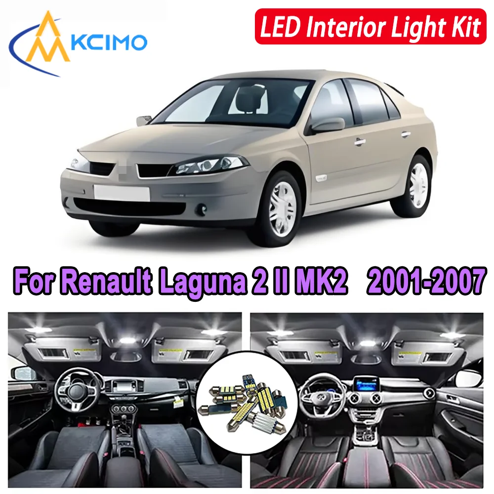 

Kcimo LED For Renault Laguna 2 II MK2 (2001-2007) Premium Bright LED Interior Dome Map Trunk Light Kit New Car Led Lamps Canbus