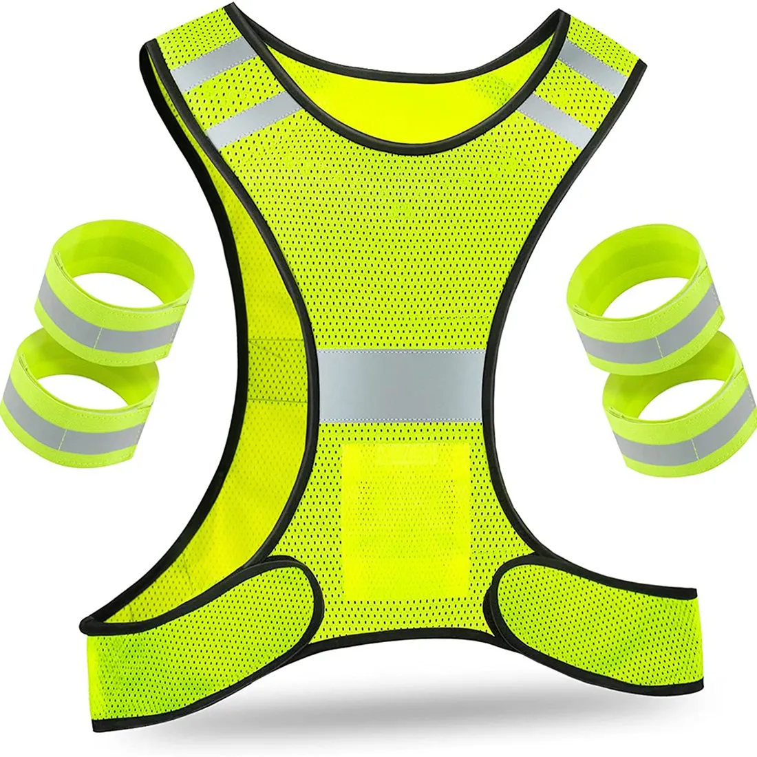 Reflector Vest - High Visibility Bicycle Vest with Adjustable Fastener and 4 Reflector Jogging