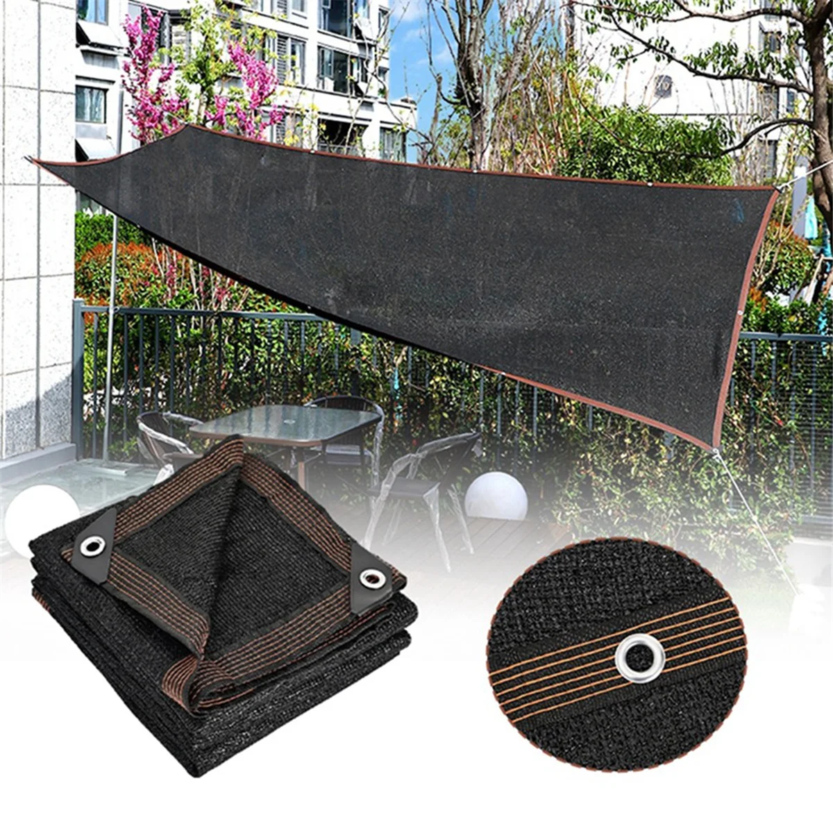 Black Sunshade Net UV Protection Sunshade Cloth Outdoor Swimming Pool Cover Sunscreen Net Garden Balcony Canvas Awning C