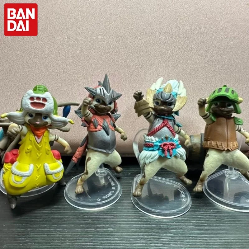 Bandai Namco Monster Hunter Airou Cat Figure Gashapon Pvc Desktop Ornament Rathalos Zinogre Decor For Adult Collection