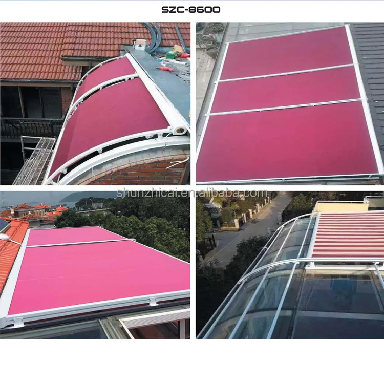 Electric Retractable Skylight Awning, Remote Control Arc,flat Roof Awning For Sunroom