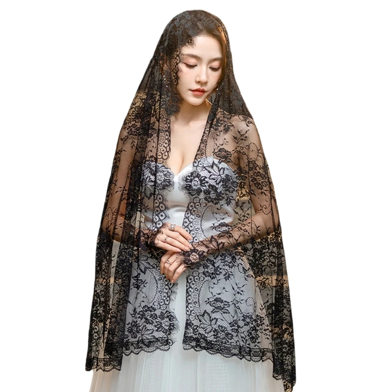 Catholic Mantilla Mass Veil Religious Ceremony Veil Embroidery Church Lace Veil