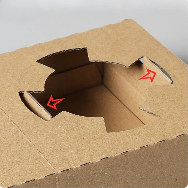 25pcs Milk Tea Takeaway Cup Holder Disposable Kraft Paper Packaging Base Beverage Coffee Spill Proof Paper Cup Holder Double Cup