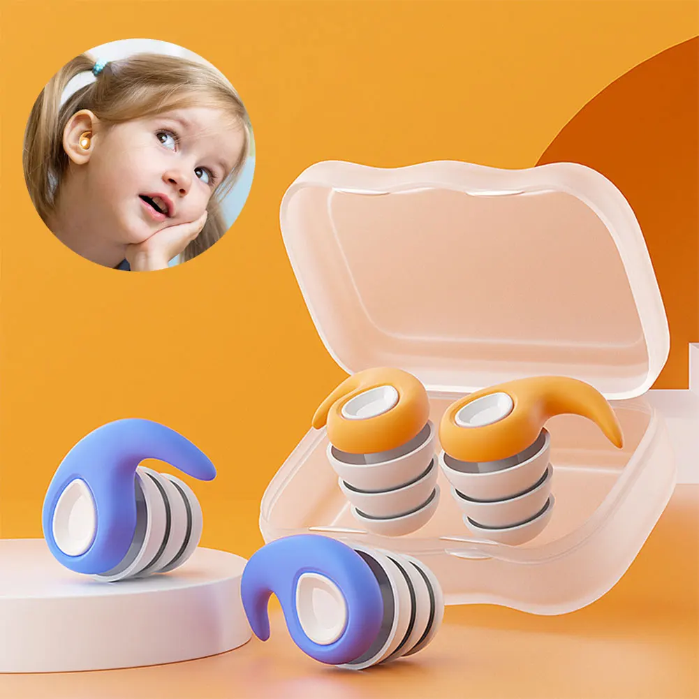 Three Layer Silicone Noise Reduction Earplugs Soft Comfortable Sound Insulation Sleeping Earplugs for Adults Children