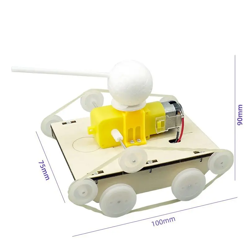 ชุดประกอบรถถังบังคับวิทยุไม้ งานประดิษฐ์ DIY ขนาดเล็ก สำหรับการทดลองทางวิทยาศาสตร์