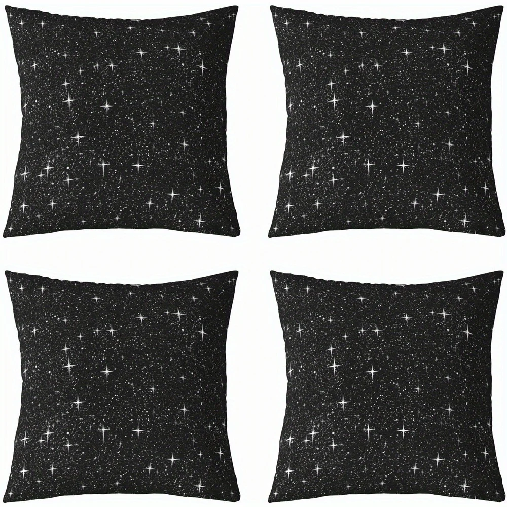Home Decor Sparkling Starry Sky Pillow Covers Set Pattern Cushion Cover Suitable for Sofa Bedroom Car Pillow Cover