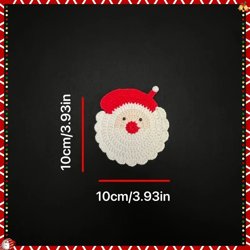 2025 Posavasos navideños hechos a mano de ganchillo, tapetes aislados para tazas para té/café, decoración navideña para el hogar, decoración festiva para el hogar