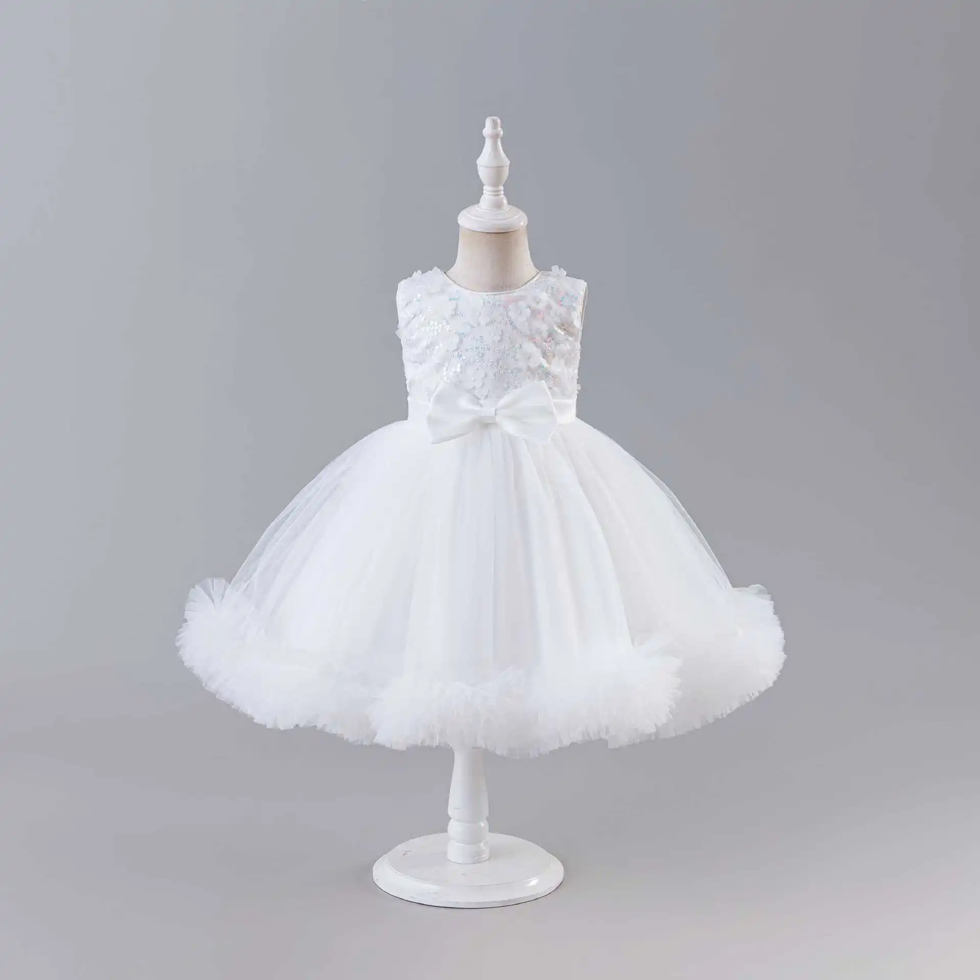 HETISO Tulle Puffy Flower Girls Dresses Sky Blue Lace Sequins Kids Birthday Princess Ball Gowns For First Communion Party view 6