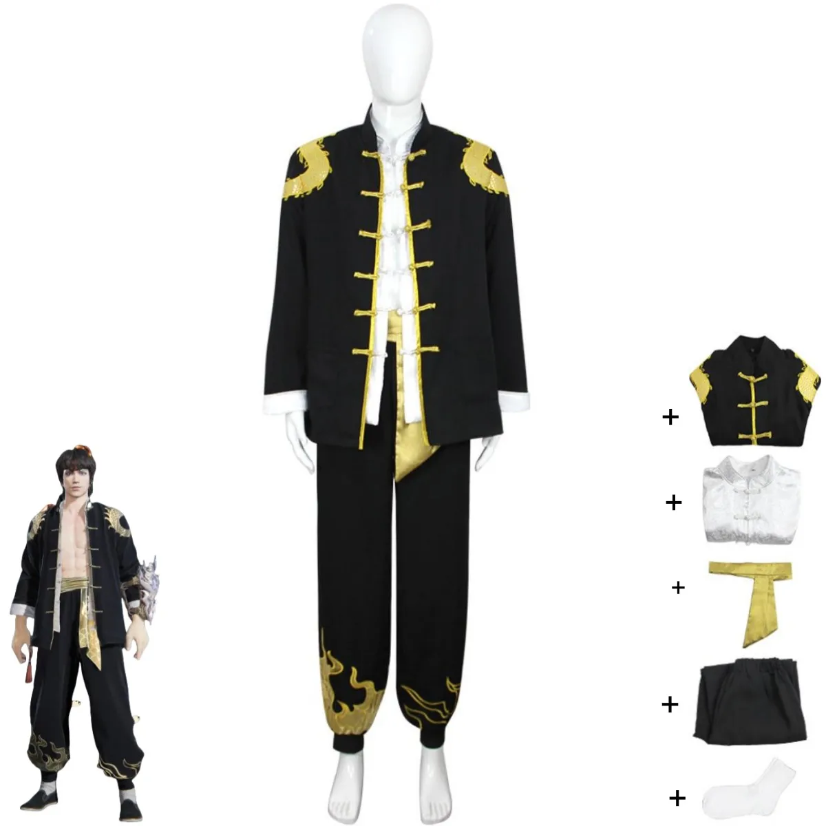 Game Naraka: Bladepoint Ji Canghai Cosplay Costume Chinese Style Black Training Uniform Shirt Man Traditional Festival Suit