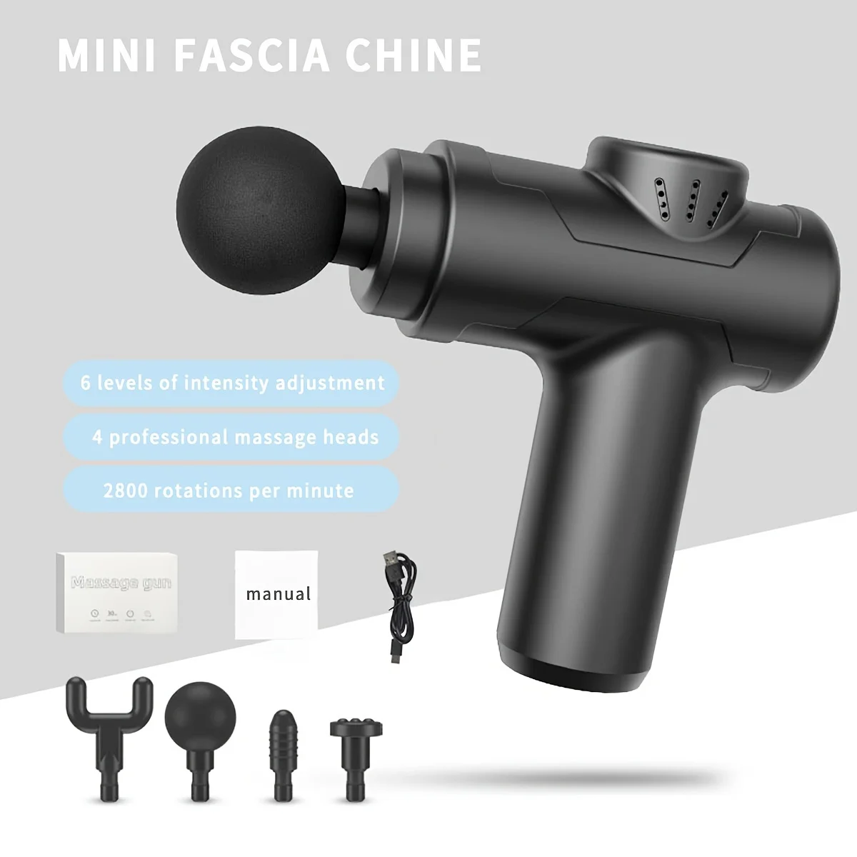 

Portable Fascia Gun, Body Muscle Massage Gun, Rechargeable Massage Gun Deep Tissue Muscle Relaxation, Multi-Functional, Ideal fo