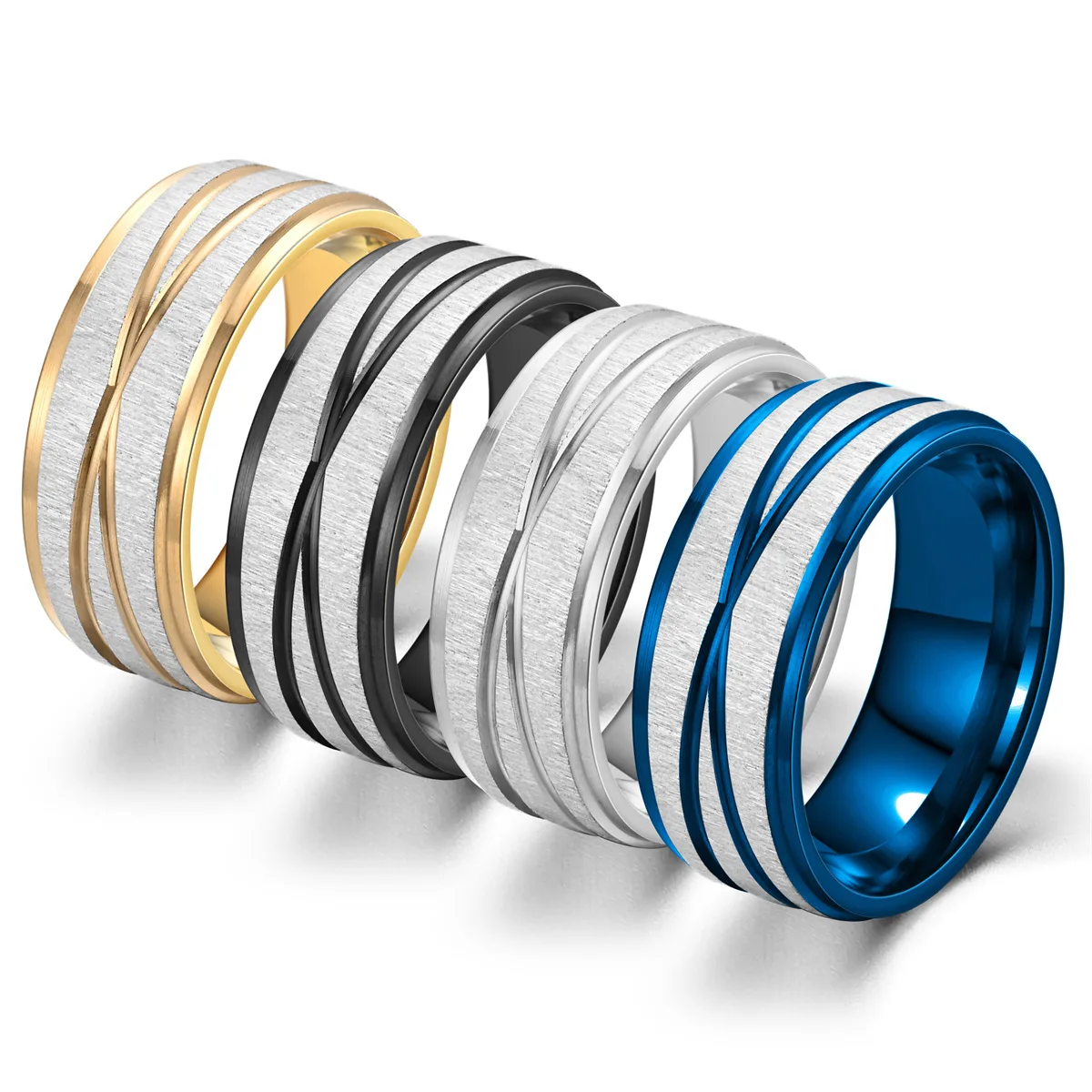 Aroutty 2024 New Design X Shape Cross Rings For Women Men Stainless Steel Wedding Band Knuckle Ring Jewelry